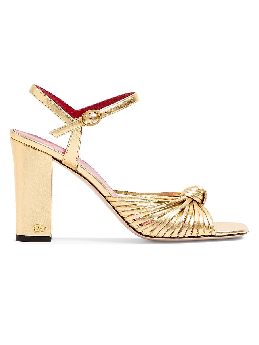 Women's Annet Laminated Nappa 90MM Sandals - Gold - Size 12