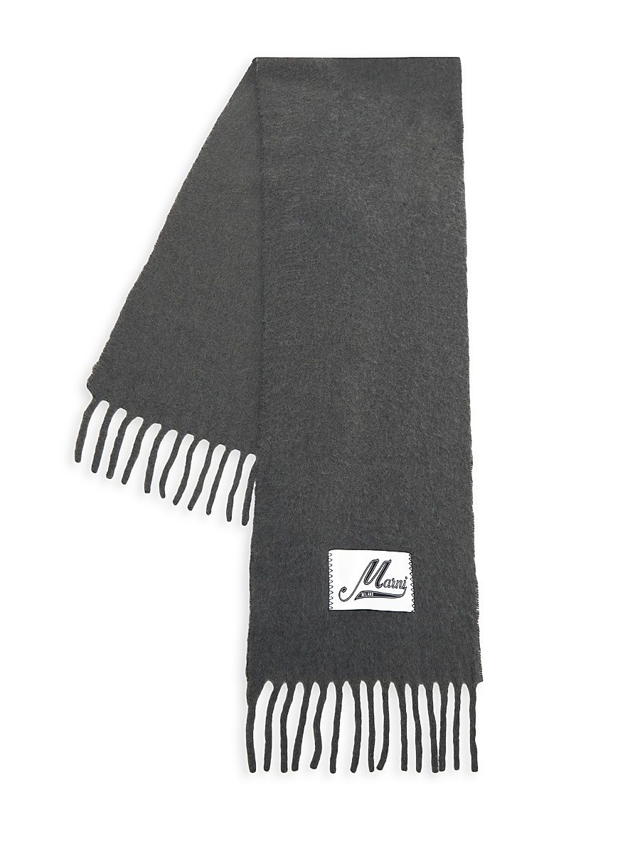 Men's Logo Patch Alpaca-Blend Scarf - Antique Silver
