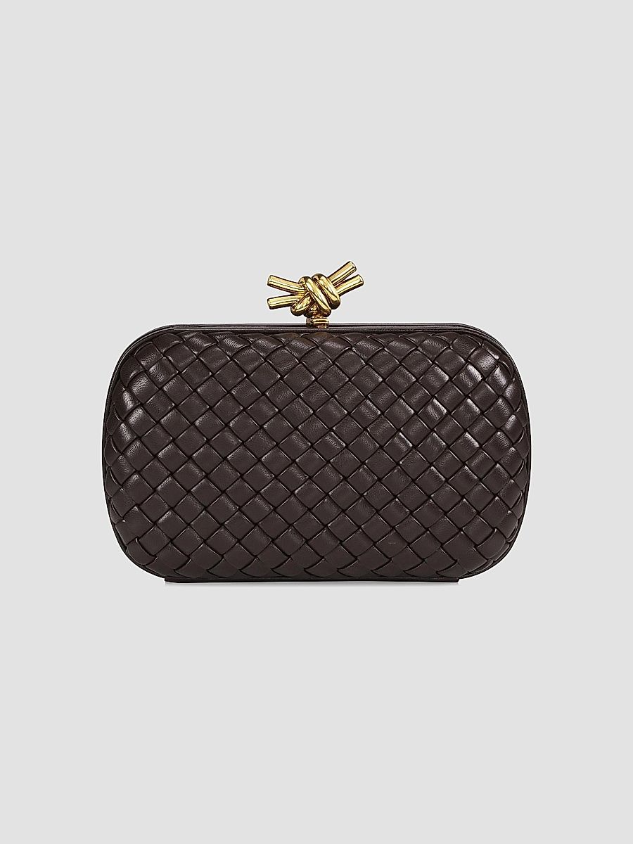 Bottega Veneta Women's Knot Padded Intreccio Leather Minaudière - Fondant