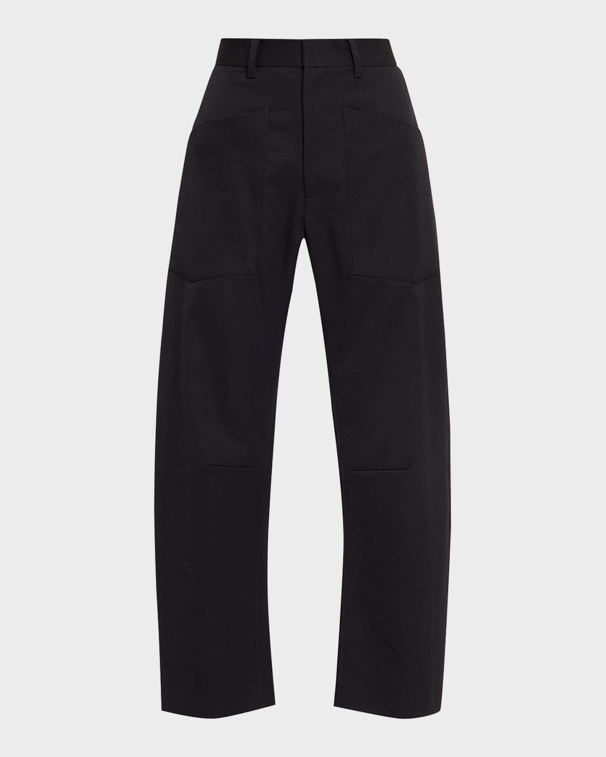 Shon Wool Barrel-Leg Ankle Pants