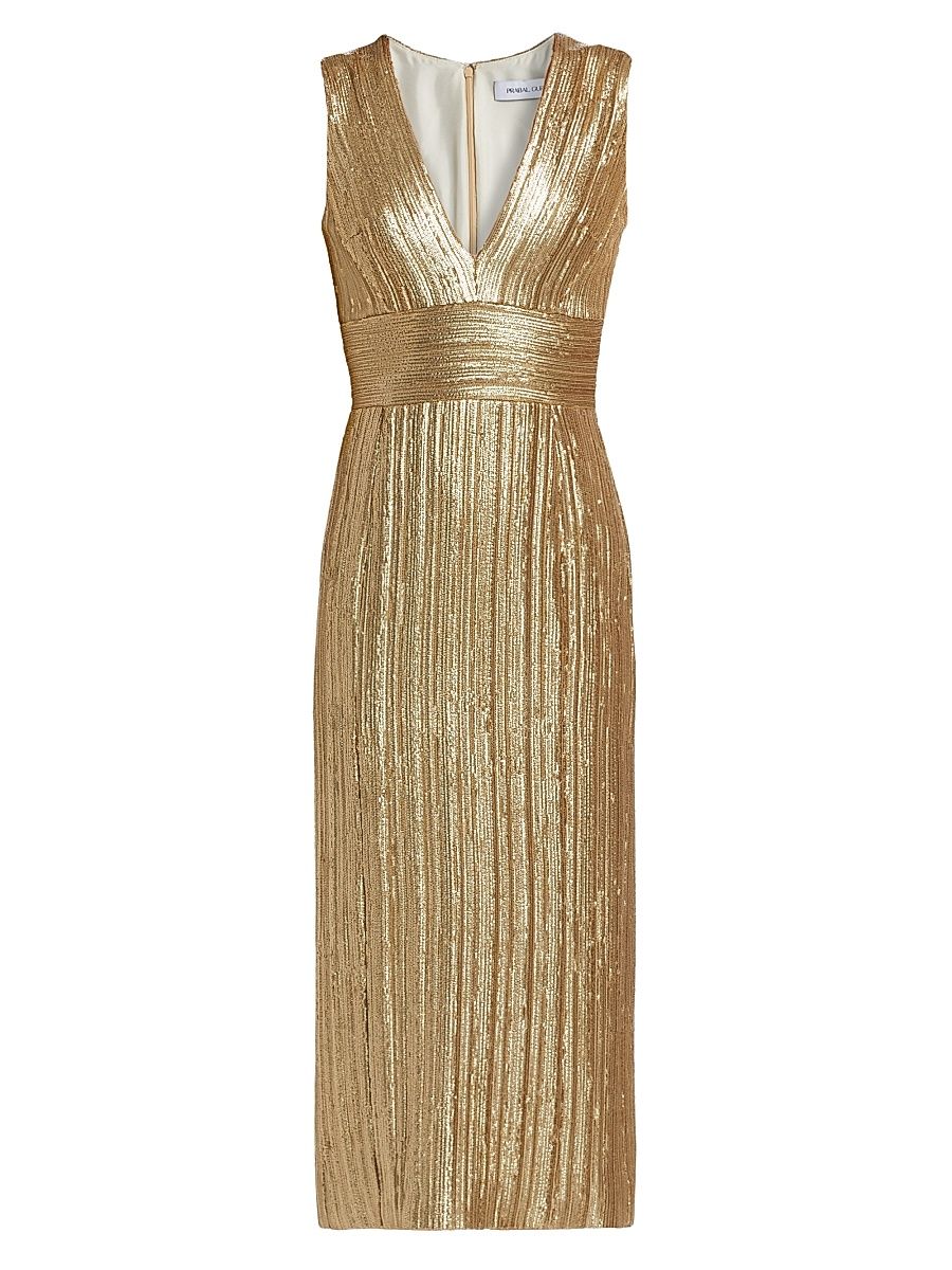 Women's Sequin Midi-Dress - Gold - Size 10
