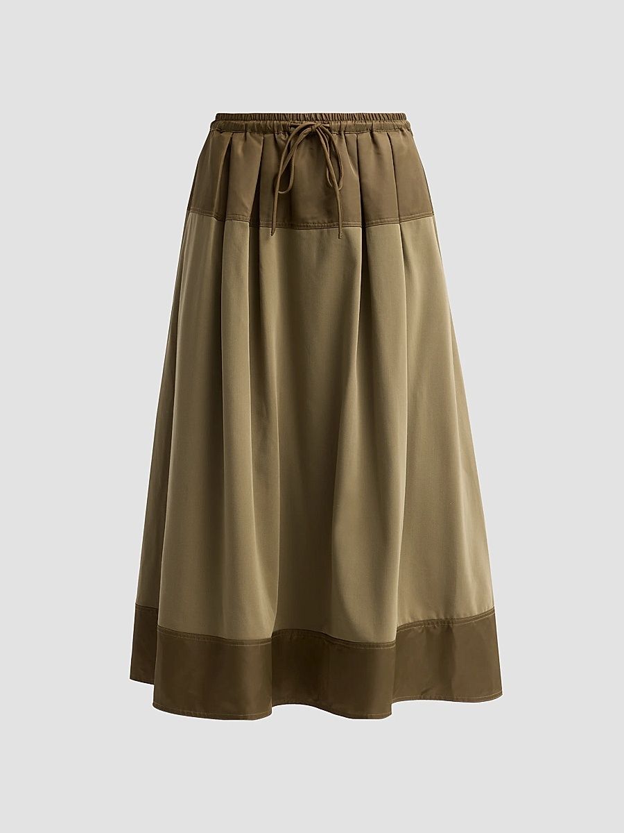 Women's Elisabetta Colorblocked Midi Skirt - Dark Olive - Size XL