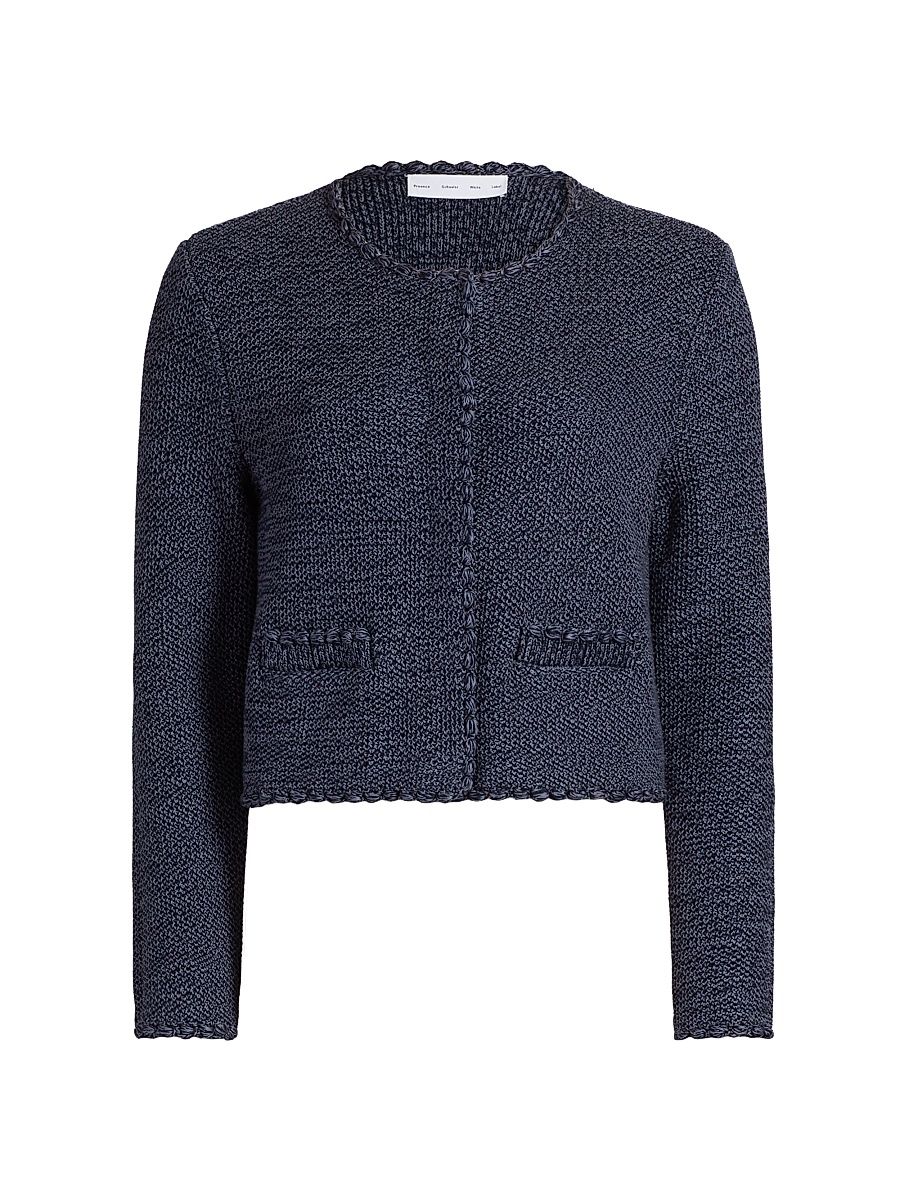 Women's Nidia Cotton Macramé Jacket - Navy Slate - Size Large