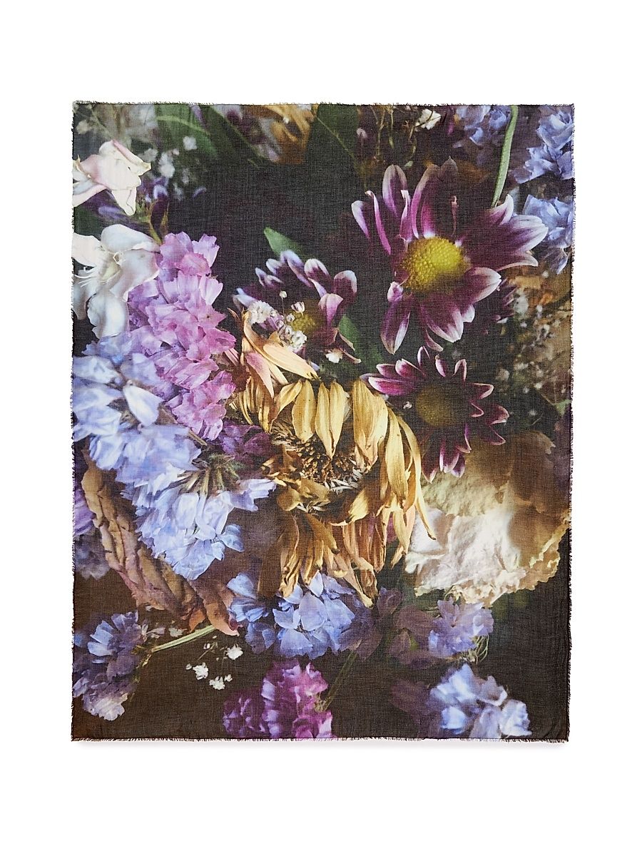 Women's Ninfa Printed Scarf - Purple Gold Black