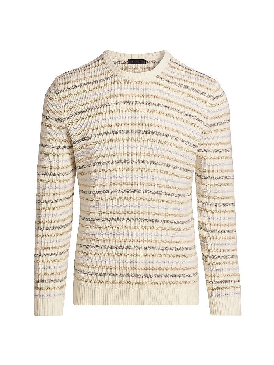 Men's Striped Cotton-Blend Sweater - Cream - Size XXL