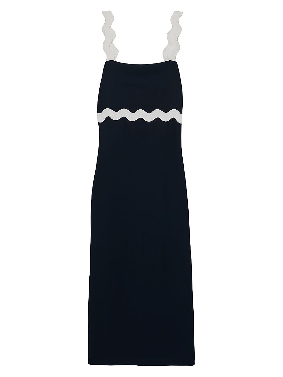 Women's Asher Wave Slip Midi-Dress - Navy - Size 14
