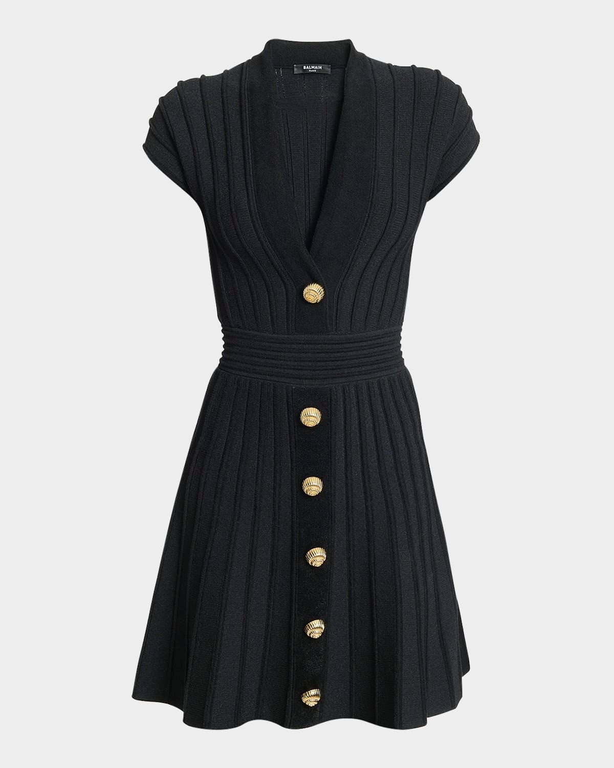 V-Neck Velvet Flare Mini Dress