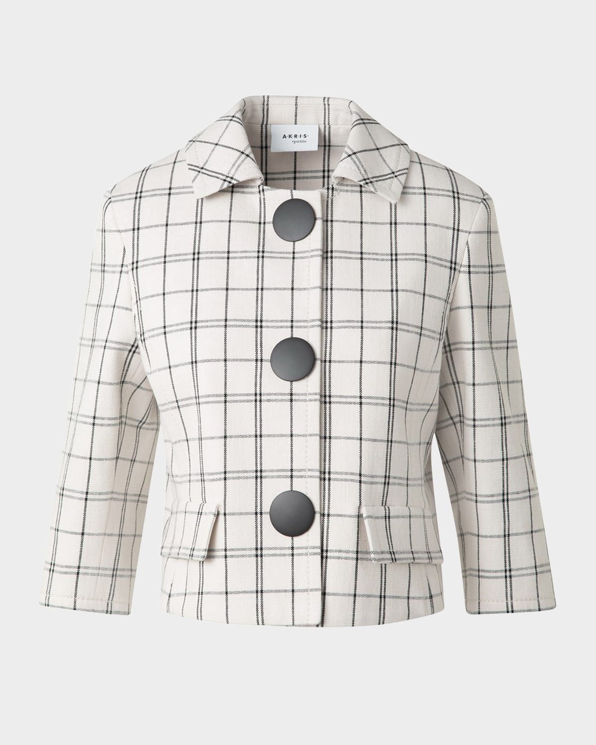 Check Cashew Denim Cropped Jacket