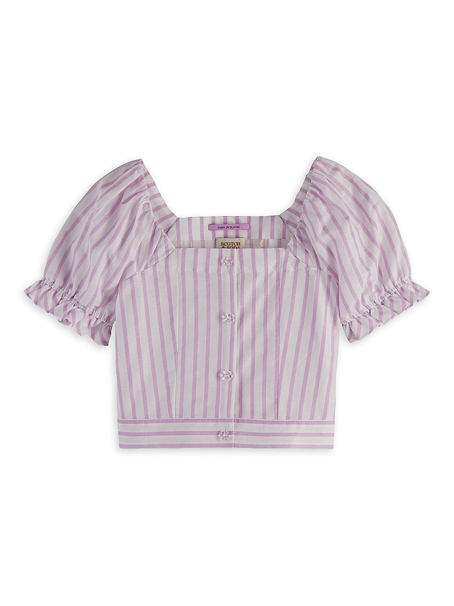 Little Girl's & Girl's Striped Linen-Blend Top - Orchid - Size 4