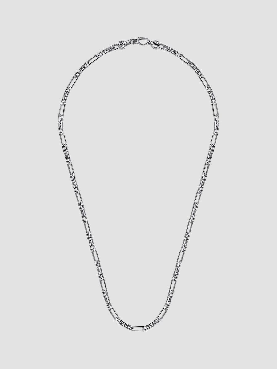 Gabriel & Co Men's Classic Sterling Silver Faceted Oval-Link Chain Necklace/5.5MM - Silver - Size 22