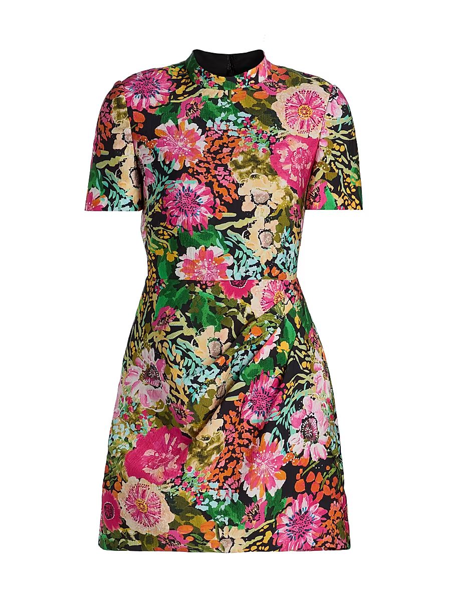 Women's Floral Draped Minidress - Aster Fuchsia - Size 12