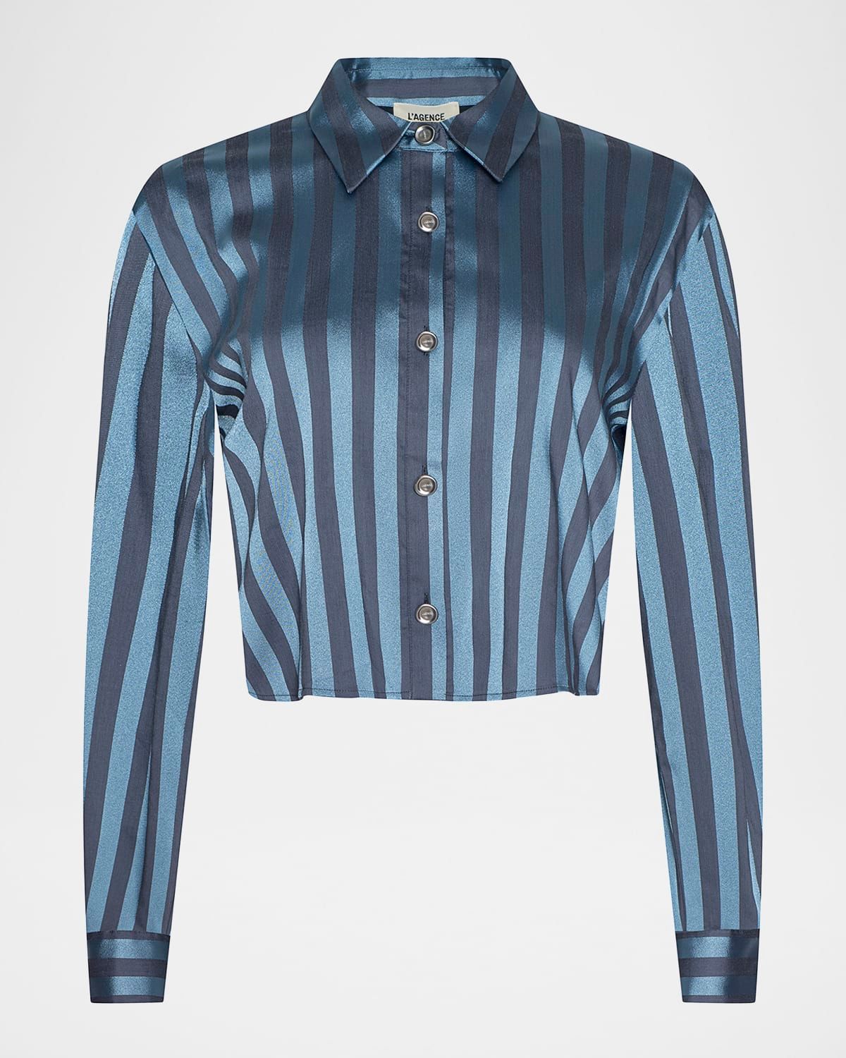 Cosette Stripe Cropped High-Low Shirt