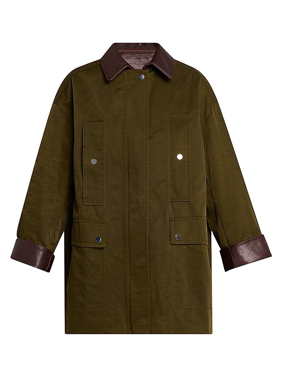 Women's Theo Oversized Barn Jacket - Dark Green - Size Medium