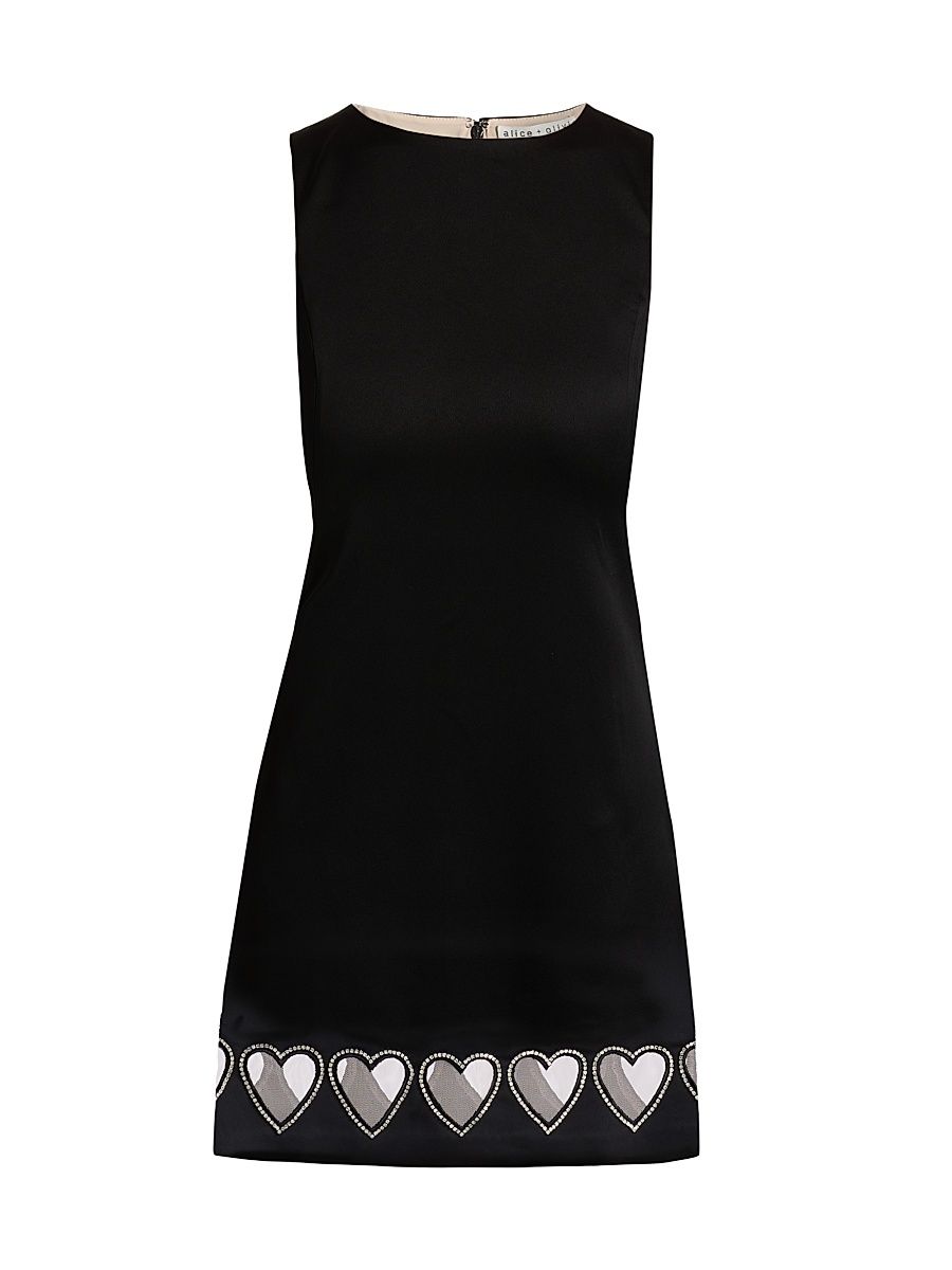 Women's Cade Crystal Heart Cut-Out Minidress - Black - Size 14