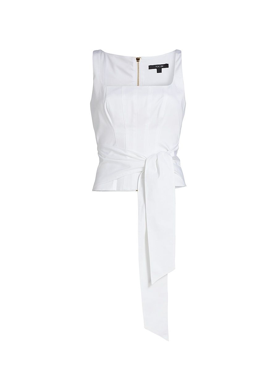 Women's Linda Tie- Front Corset Tank - Optic - Size Large