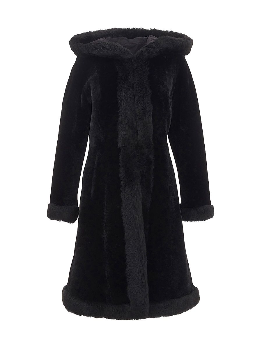 Women's Reversible Shearling Lamb Coat - Black - Size XS
