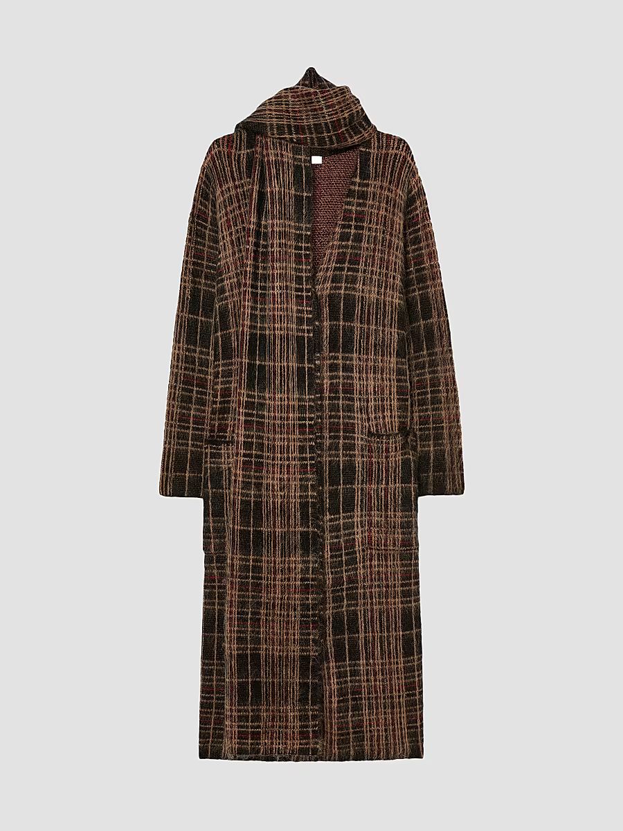 Women's Jacquard Mohair Coat - Havana Black - Size Medium