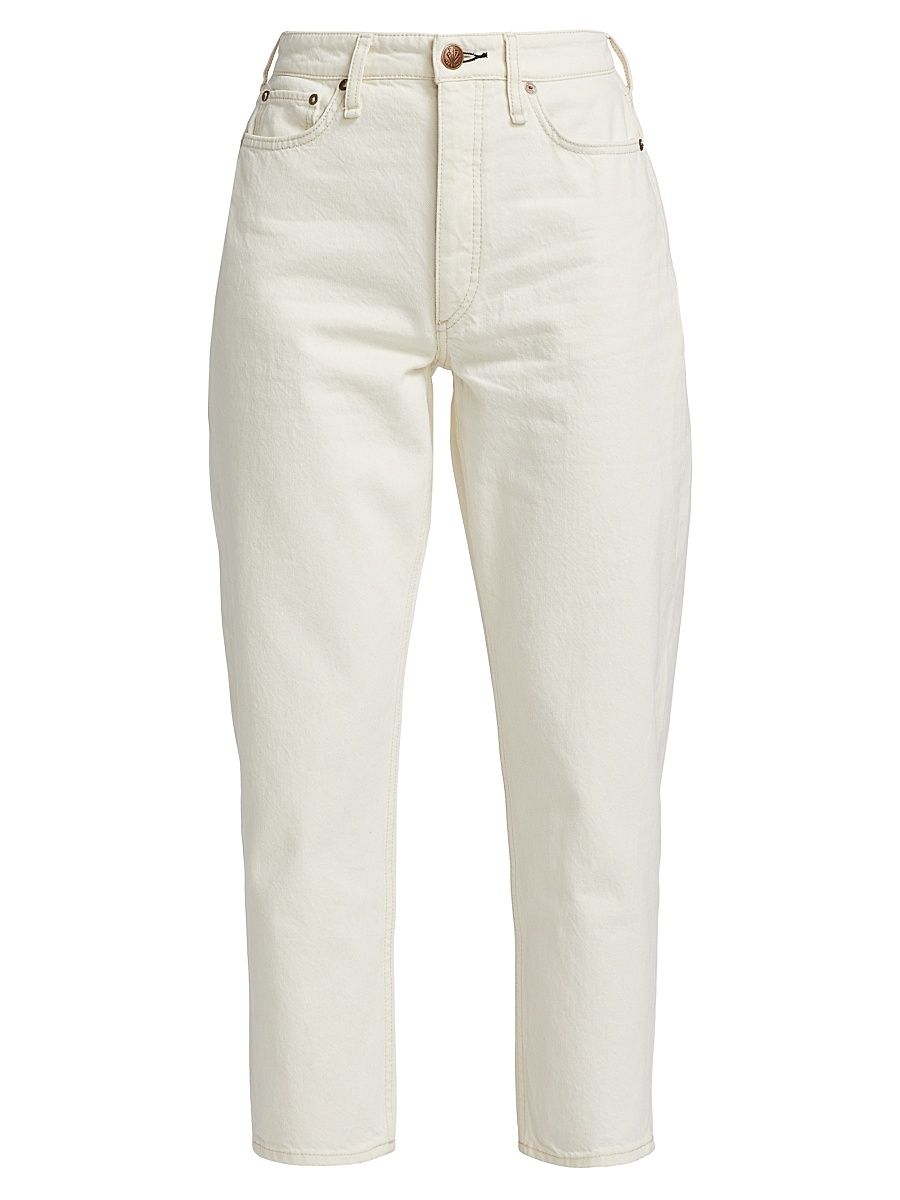 Women's Alissa High-Waisted Cropped Barrel-Leg Jeans - Ecru - Size 25