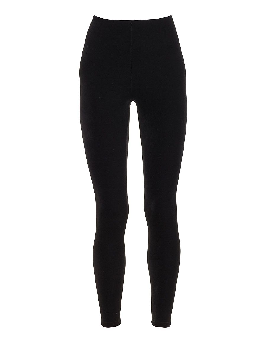 Women's Classic Velvet Leggings - Black - Size Large