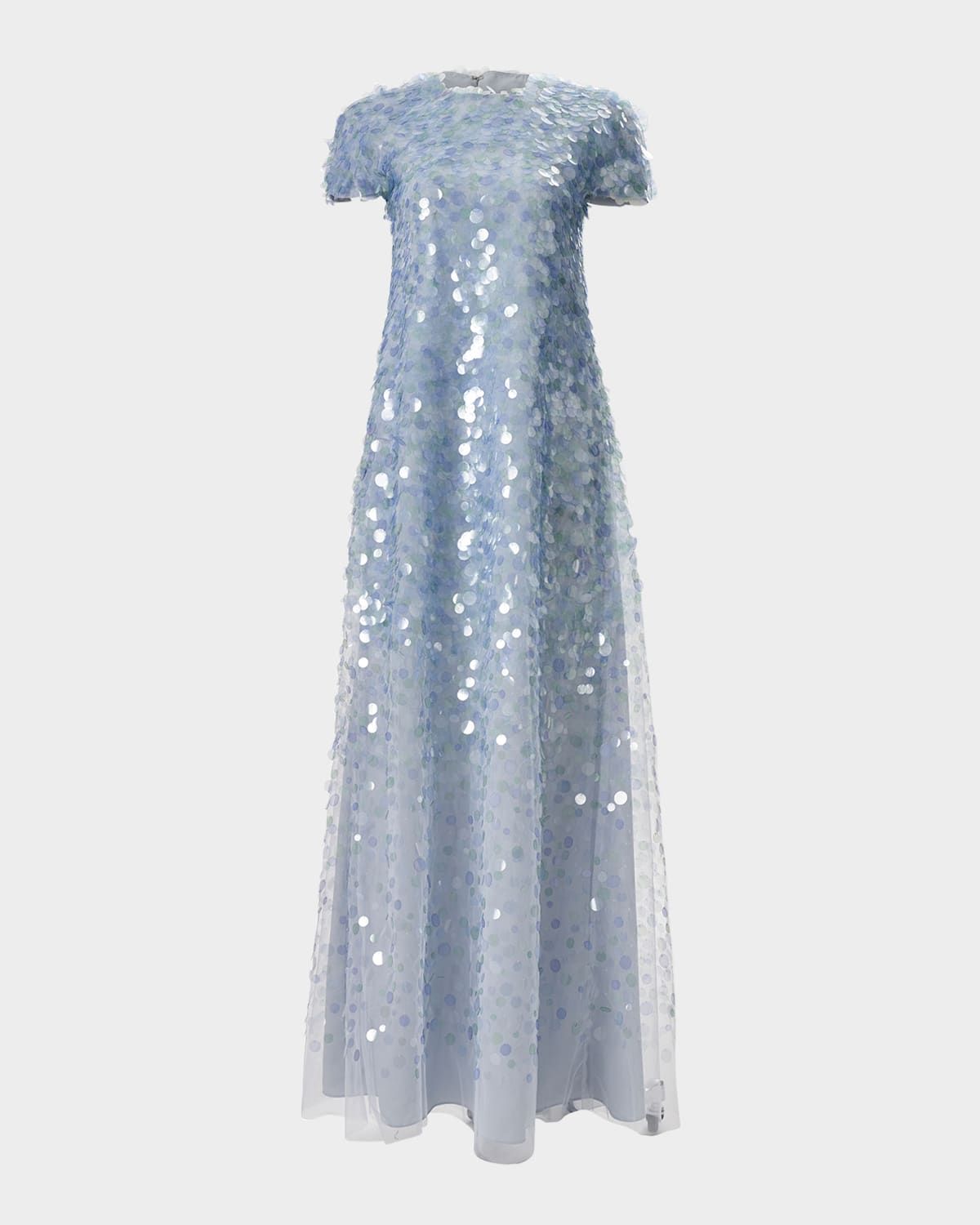 Degrade Sequined Short-Sleeve Gown