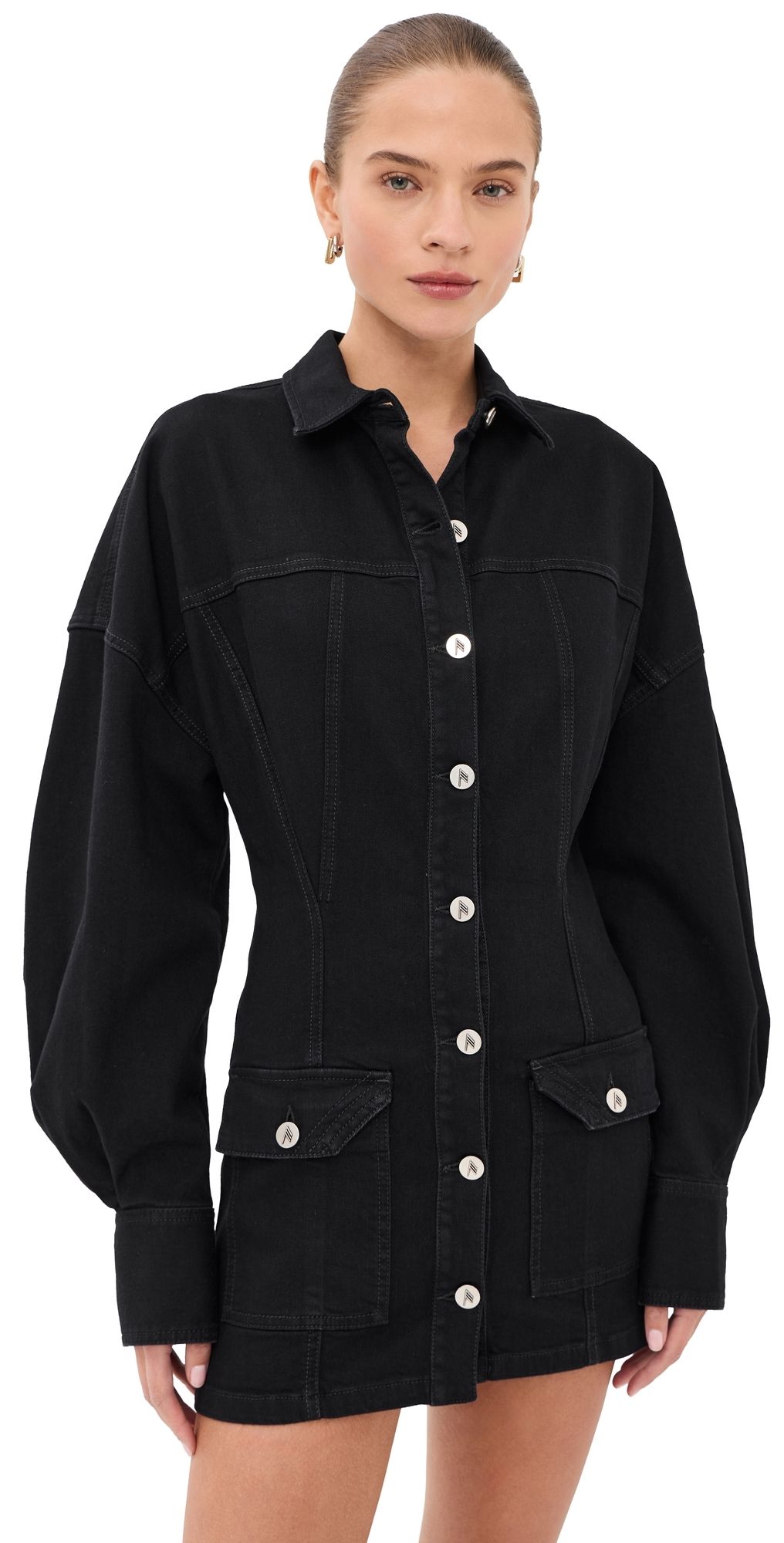 The Attico Mini Denim Dress Black 44