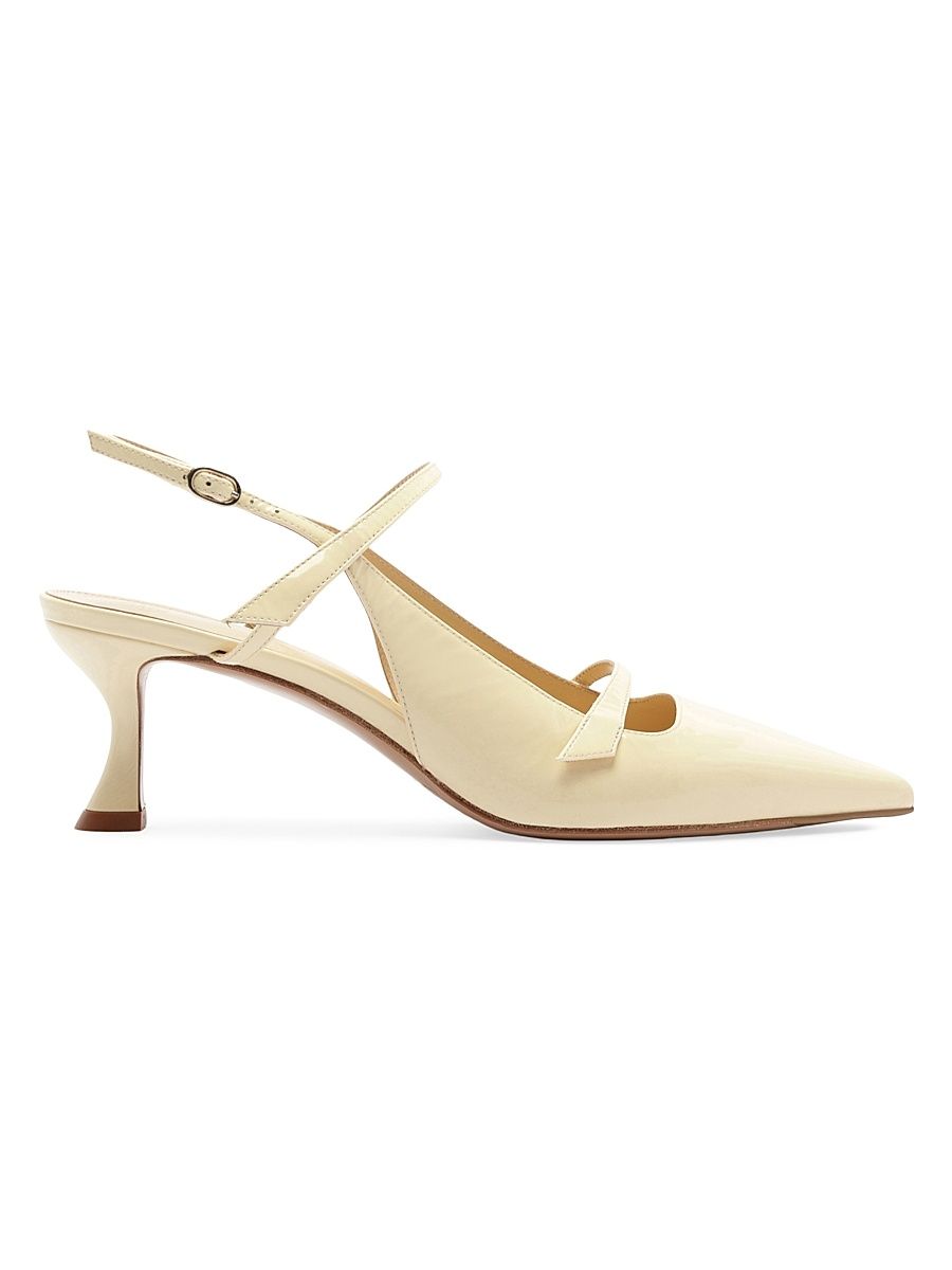 Women's Tita 60MM Patent Leather Slingback Pumps - Creamy - Size 11