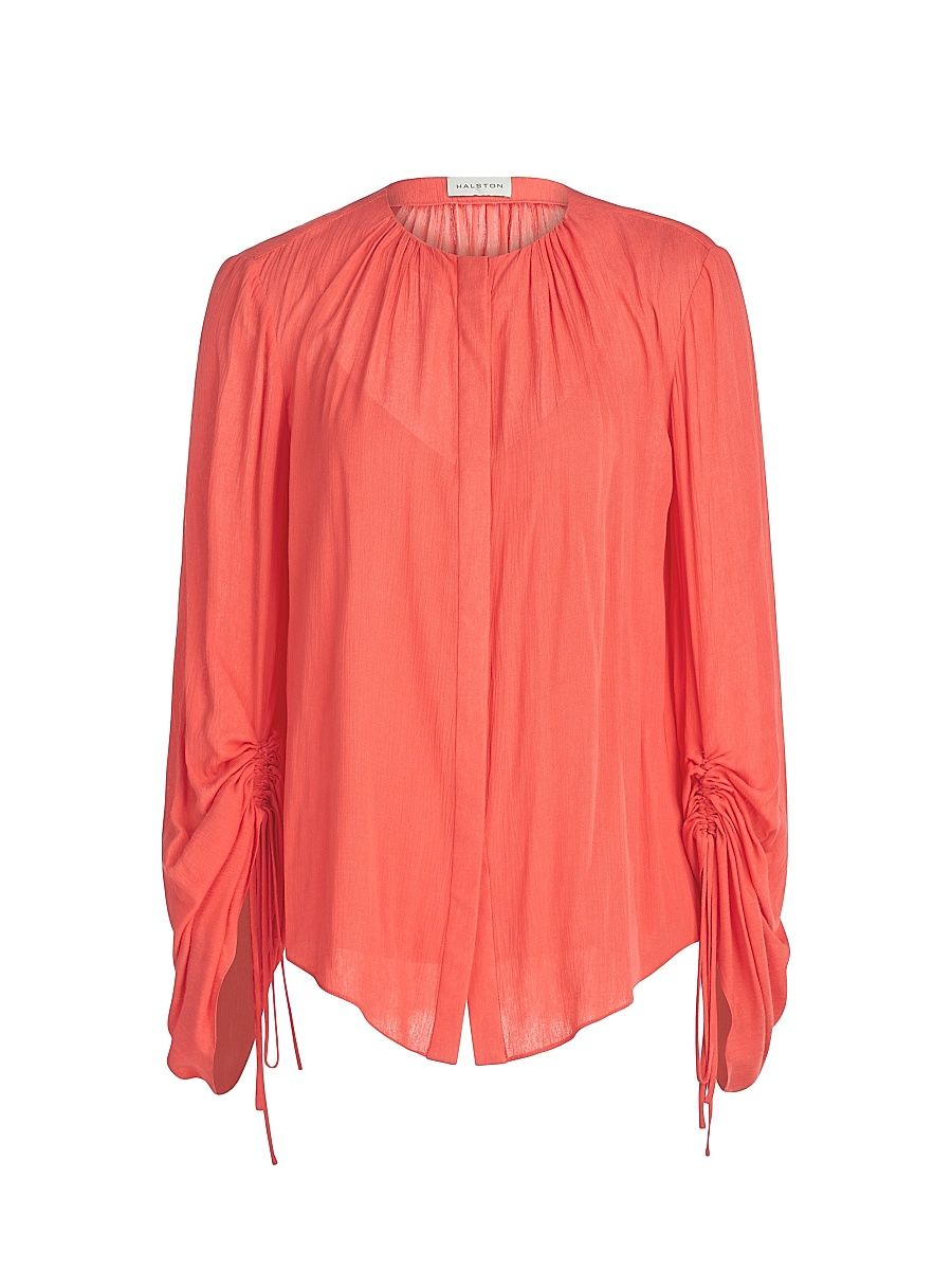 Women's Kasia Crinkled Button-Up Blouse - Rhubarb - Size 12