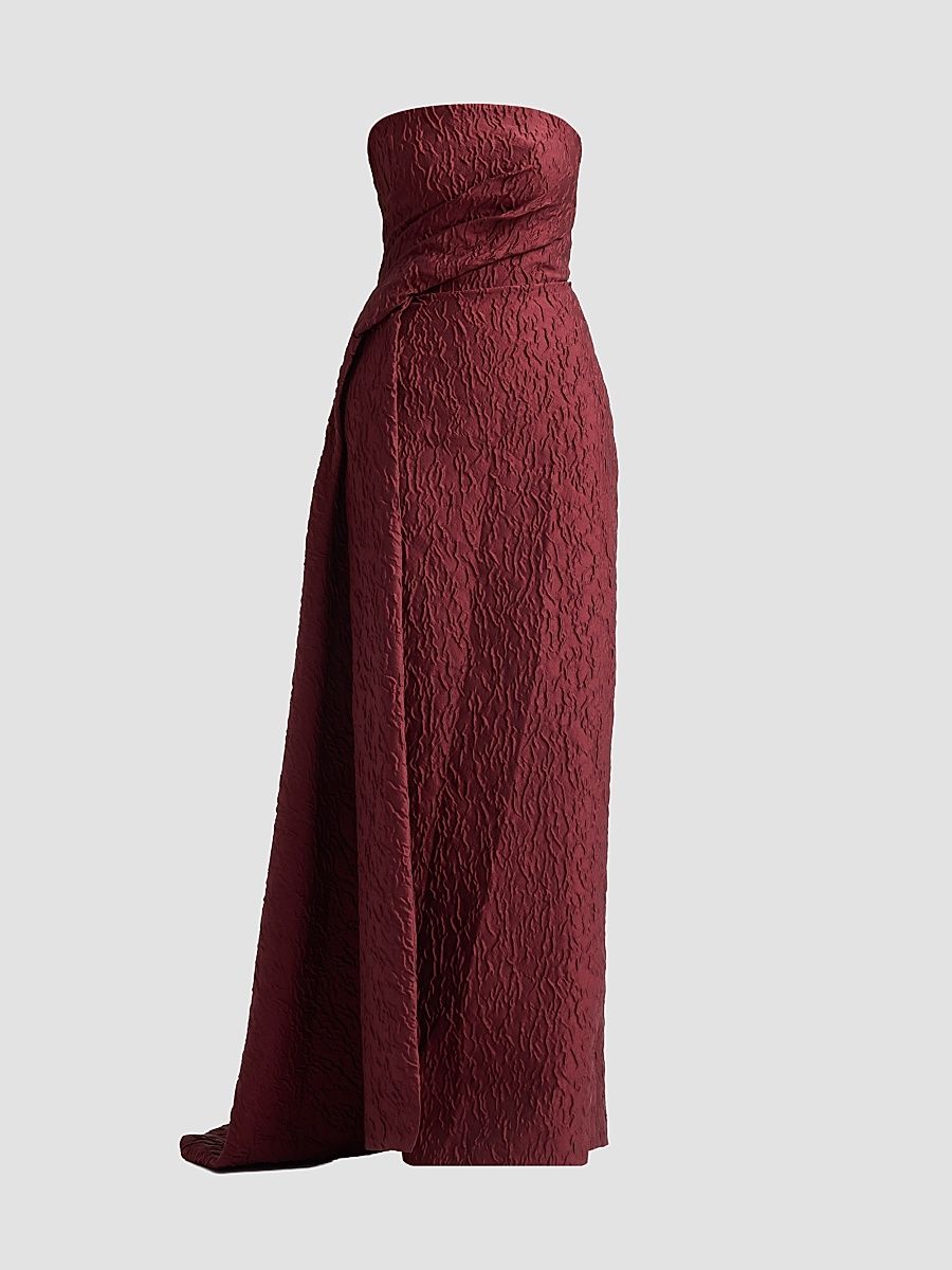 Women's Textured Strapless Column Gown - Chrome Multi - Size 6