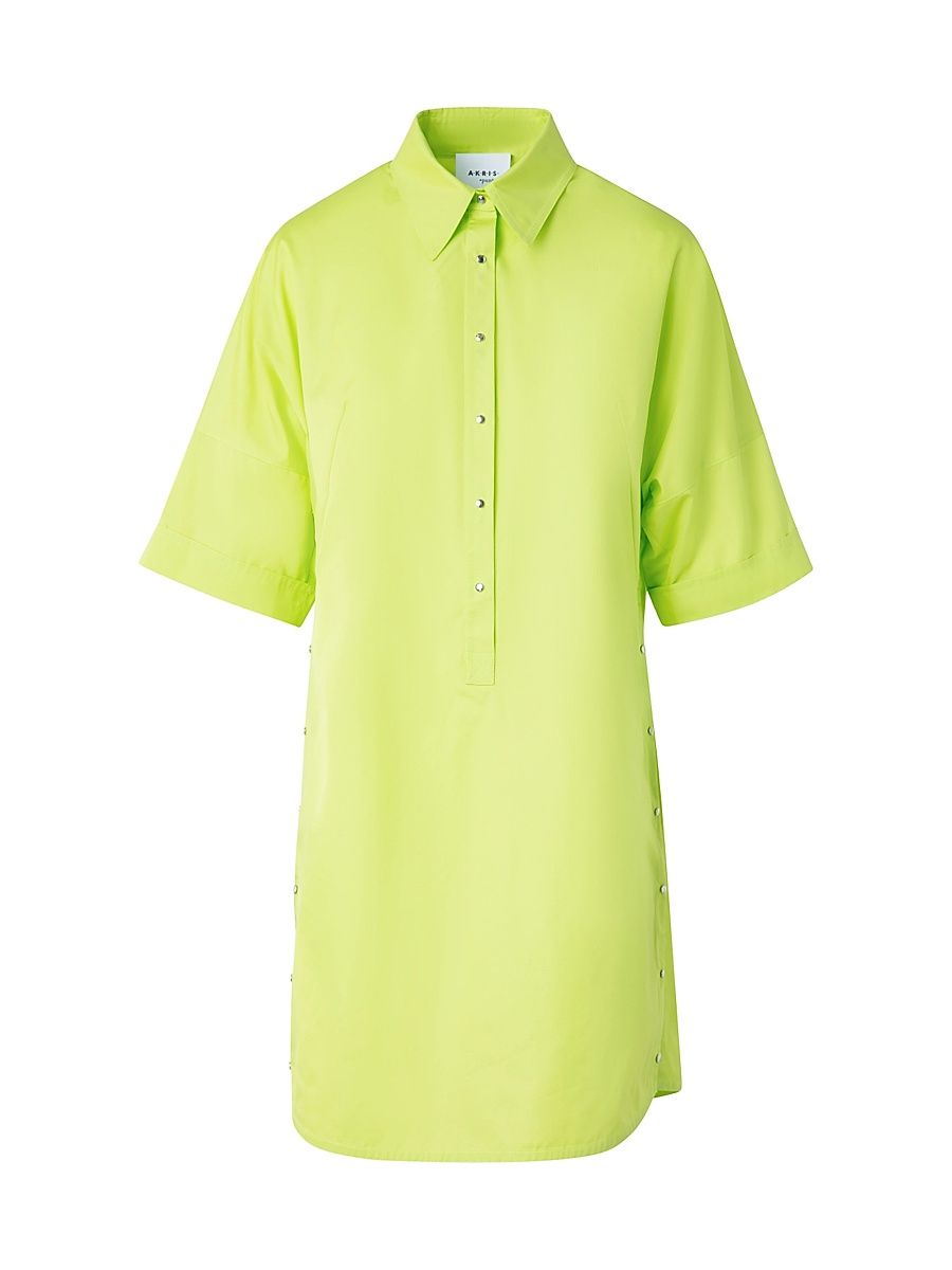 Women's Poplin Cotton Tunic Shirtdress - Acid Green - Size 12