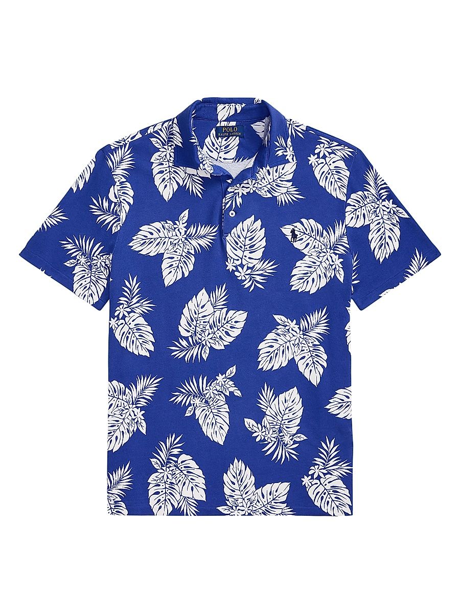 Men's Custom-Slim-Fit Monstera Spa Terry Polo Shirt - Tropical Monstera - Size XXL