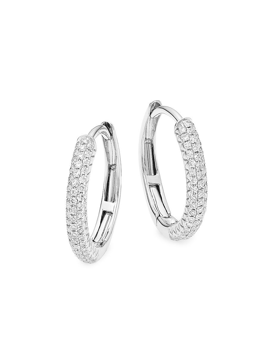 Women's 14K White Gold & 0.21 TCW Diamond Hoop Earrings - White Gold