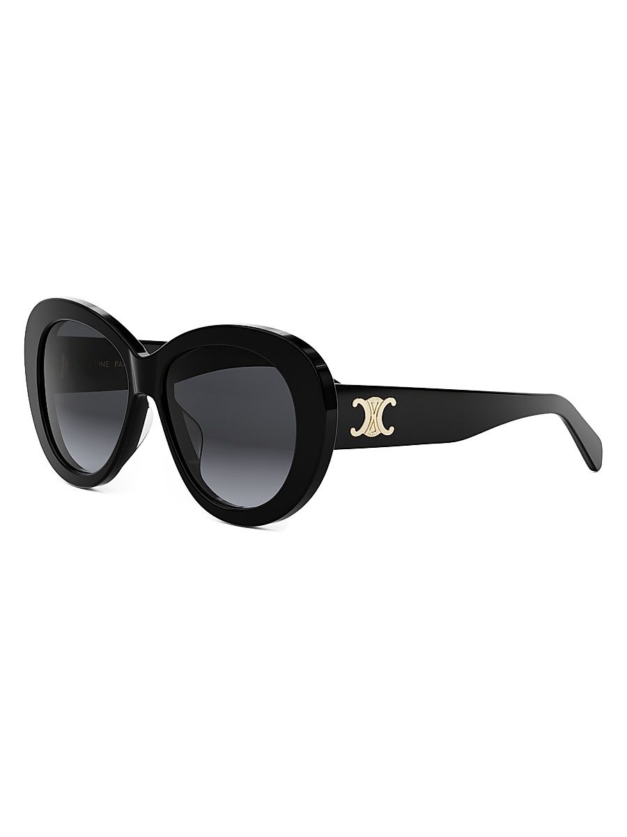 Women's Triomphe 55MM Butterfly Sunglasses - Shiny Black Smoke