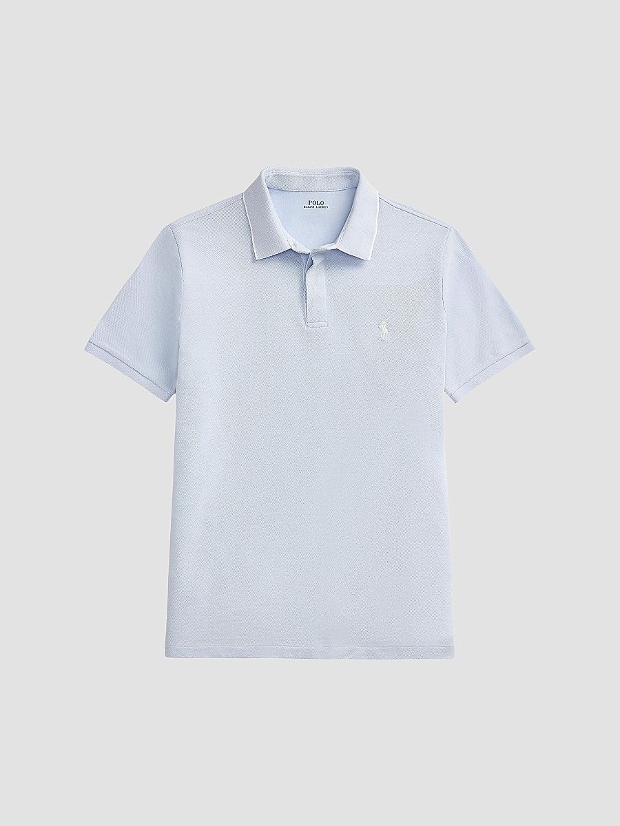 Polo Ralph Lauren Men's Oxford Mesh Stretch Cotton Polo Shirt - Office Blue White - Size Small