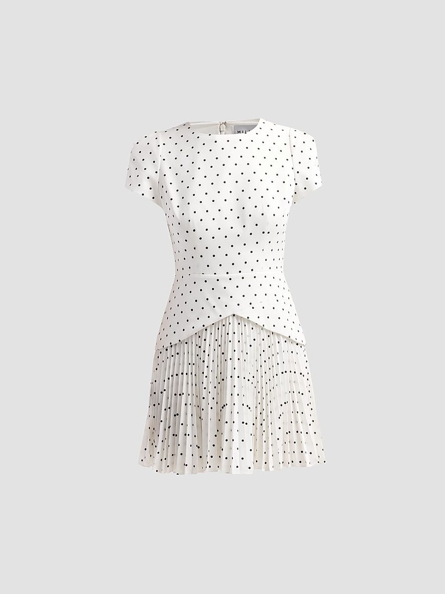 Women's Haddy Polka Dot Layered Mini Dress - Black White - Size 12