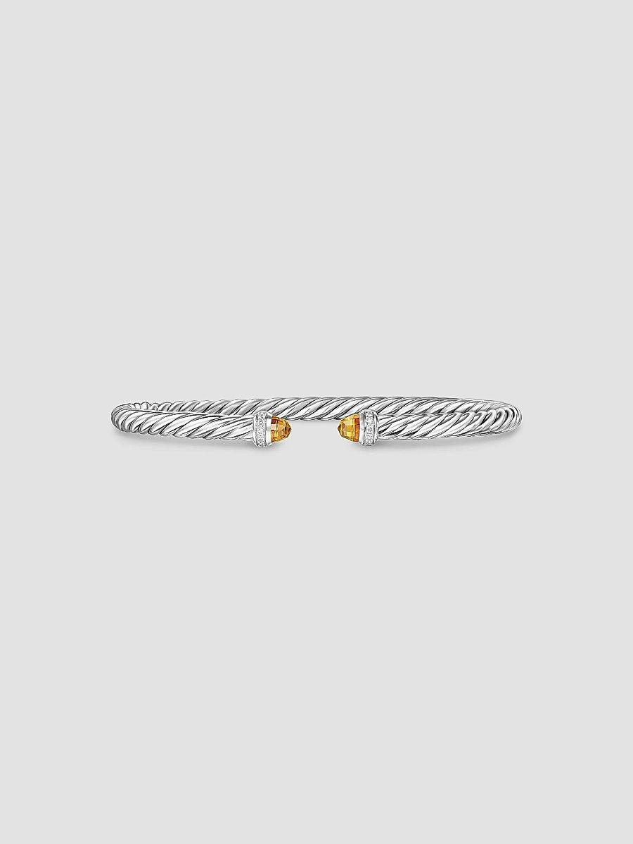 David Yurman Women's Cablespira Flex Bracelet in Sterling Silver - Peridot - Size Medium