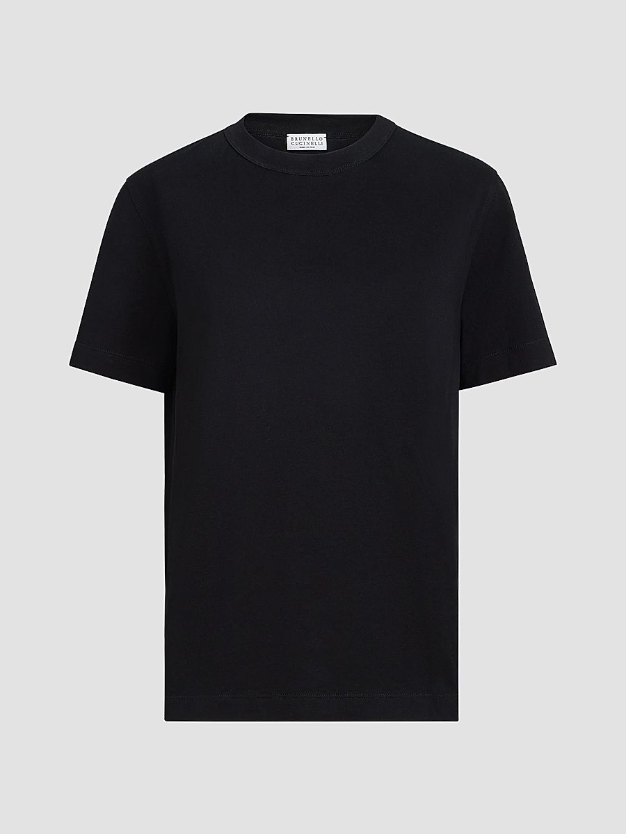 Women's Cotton Jersey T-Shirt with Monili - Black - Size XXXXL