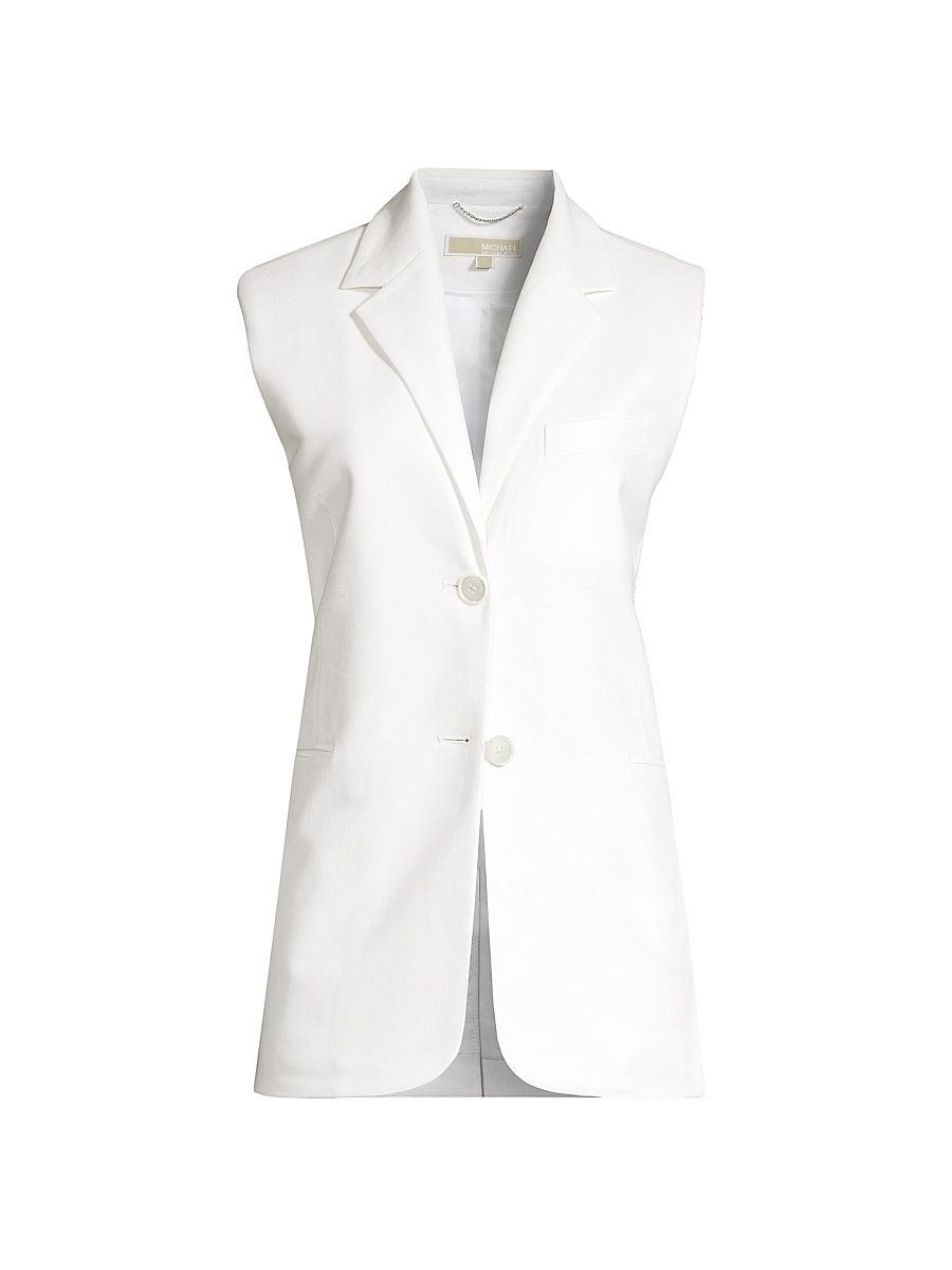 Women's Sleeveless Single-Breasted Blazer - White - Size 4