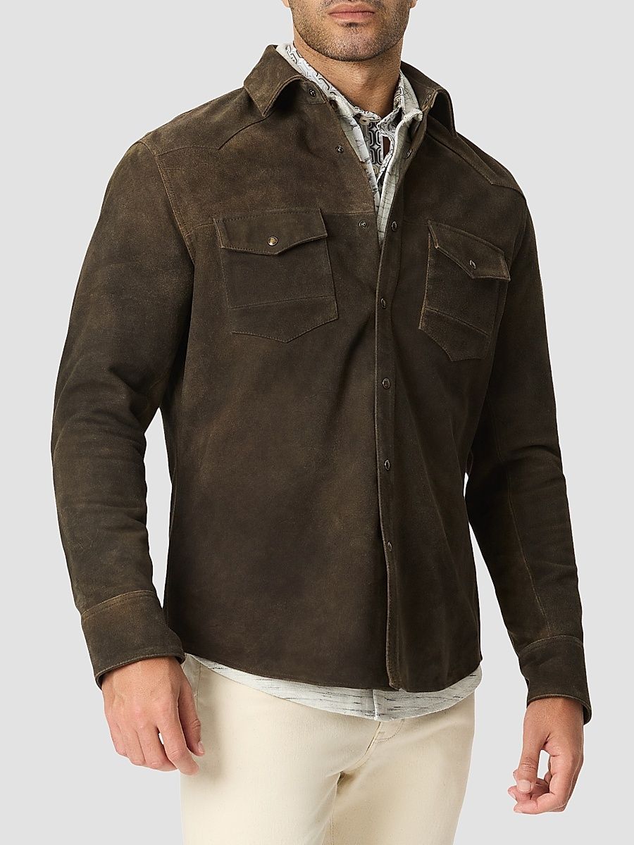 Men's Marstow Suede Shirt Jacket - Brown - Size XXL