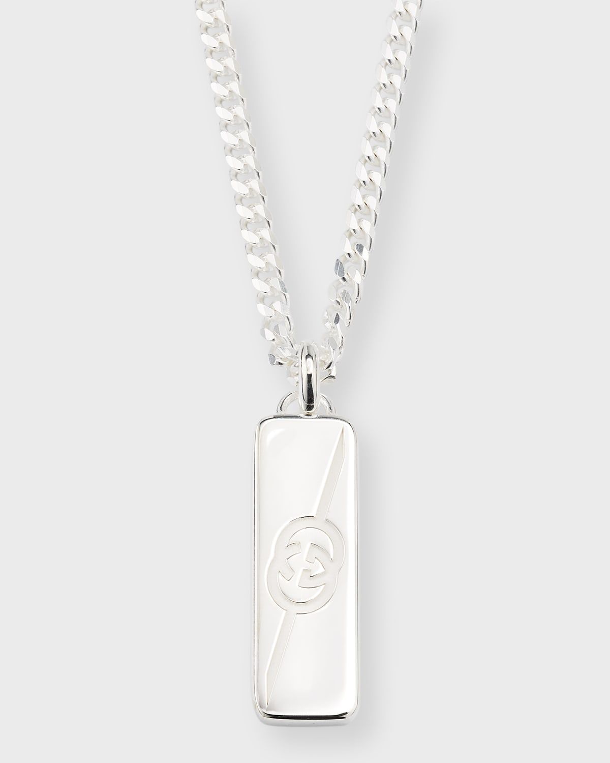 Men & apos;s Gucci Tag Necklace, Silver