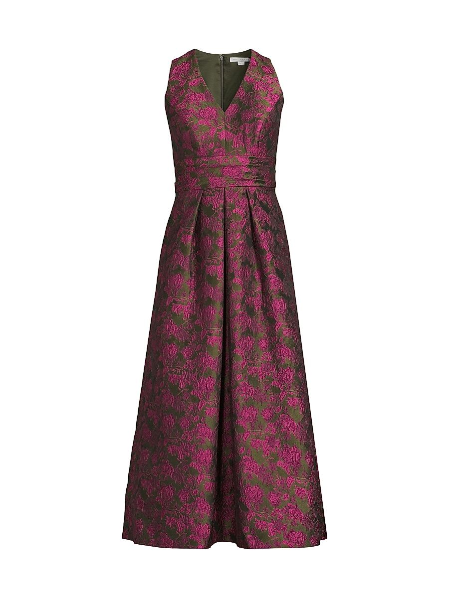 Women's Marcella Two-Tone Jacquard Midi-Dress - Wild Berry Pesto - Size 14