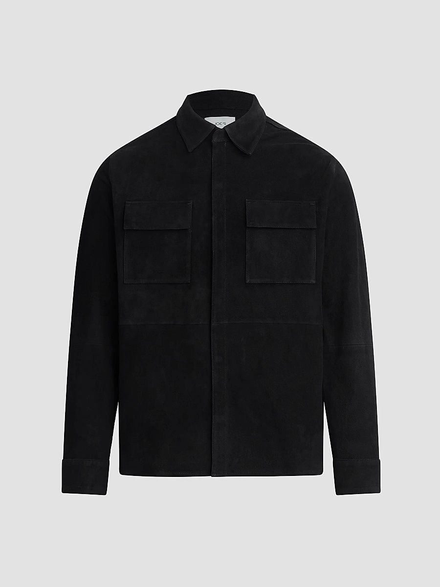 Men's Suede Shirt Jacket - Black - Size XXL
