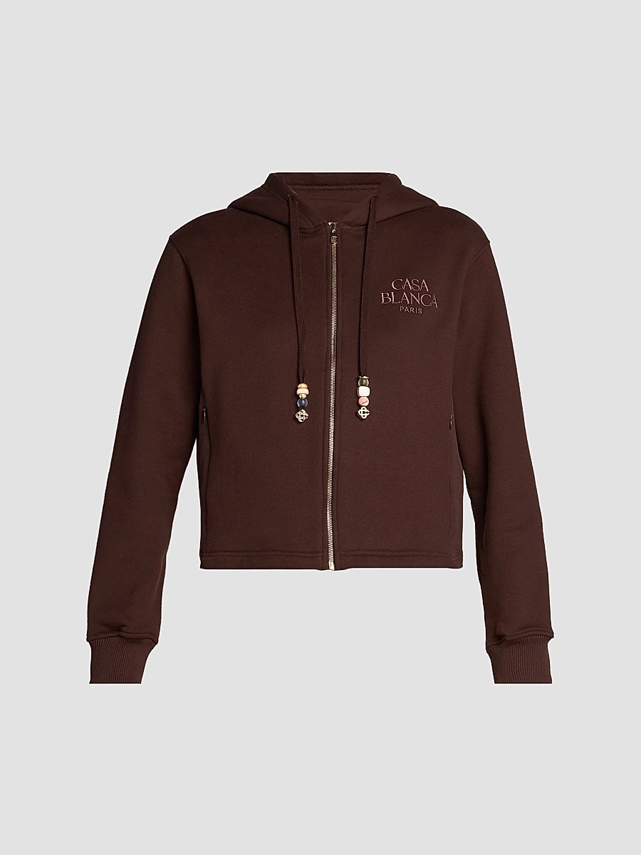 Women's Cotton-Cashmere Cropped Hoodie - Brown - Size XS