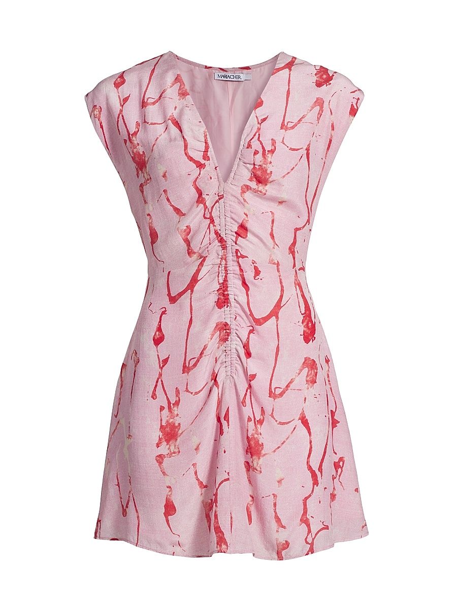 Women's Castelli Tora Abstract Silk A-Line Minidress - Pink - Size Large
