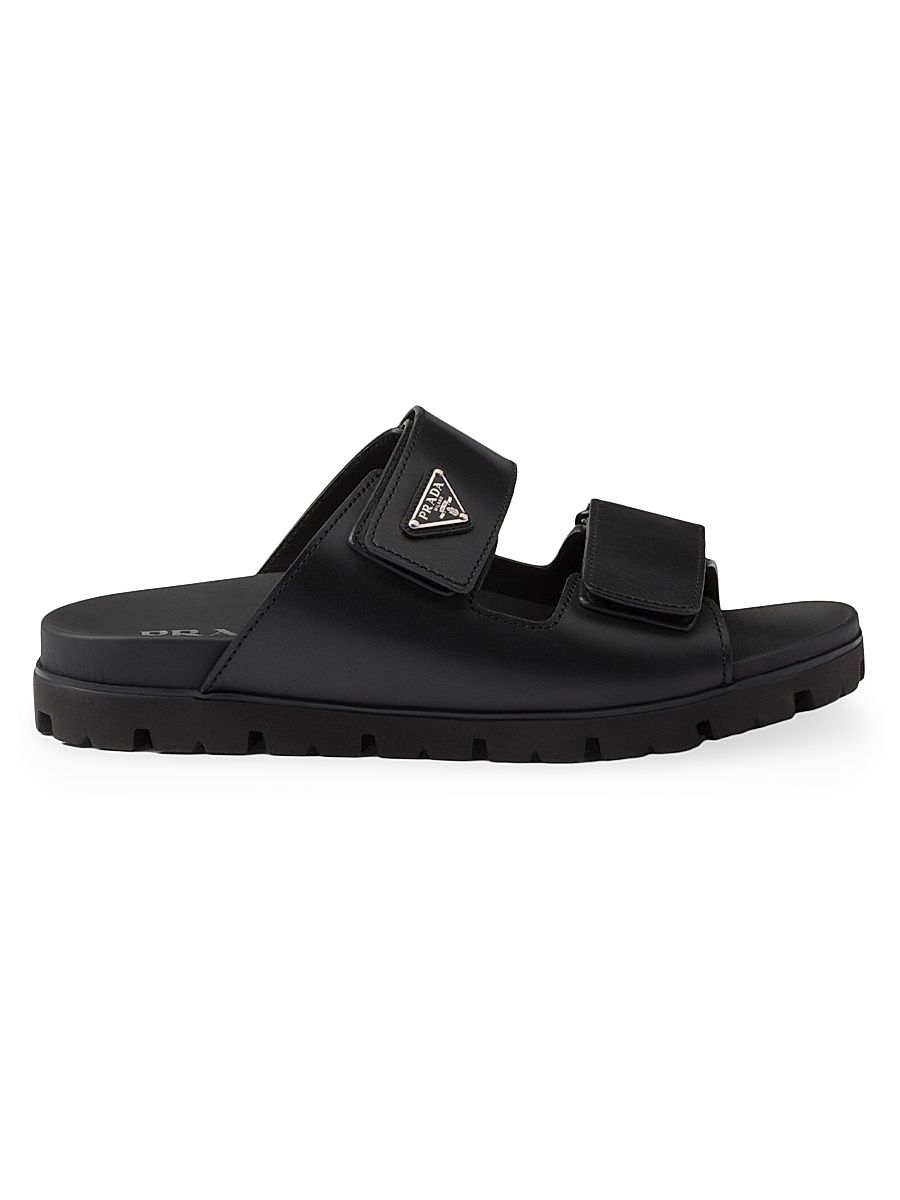 Men's Leather Strap Sandals - Black - Size 5.5