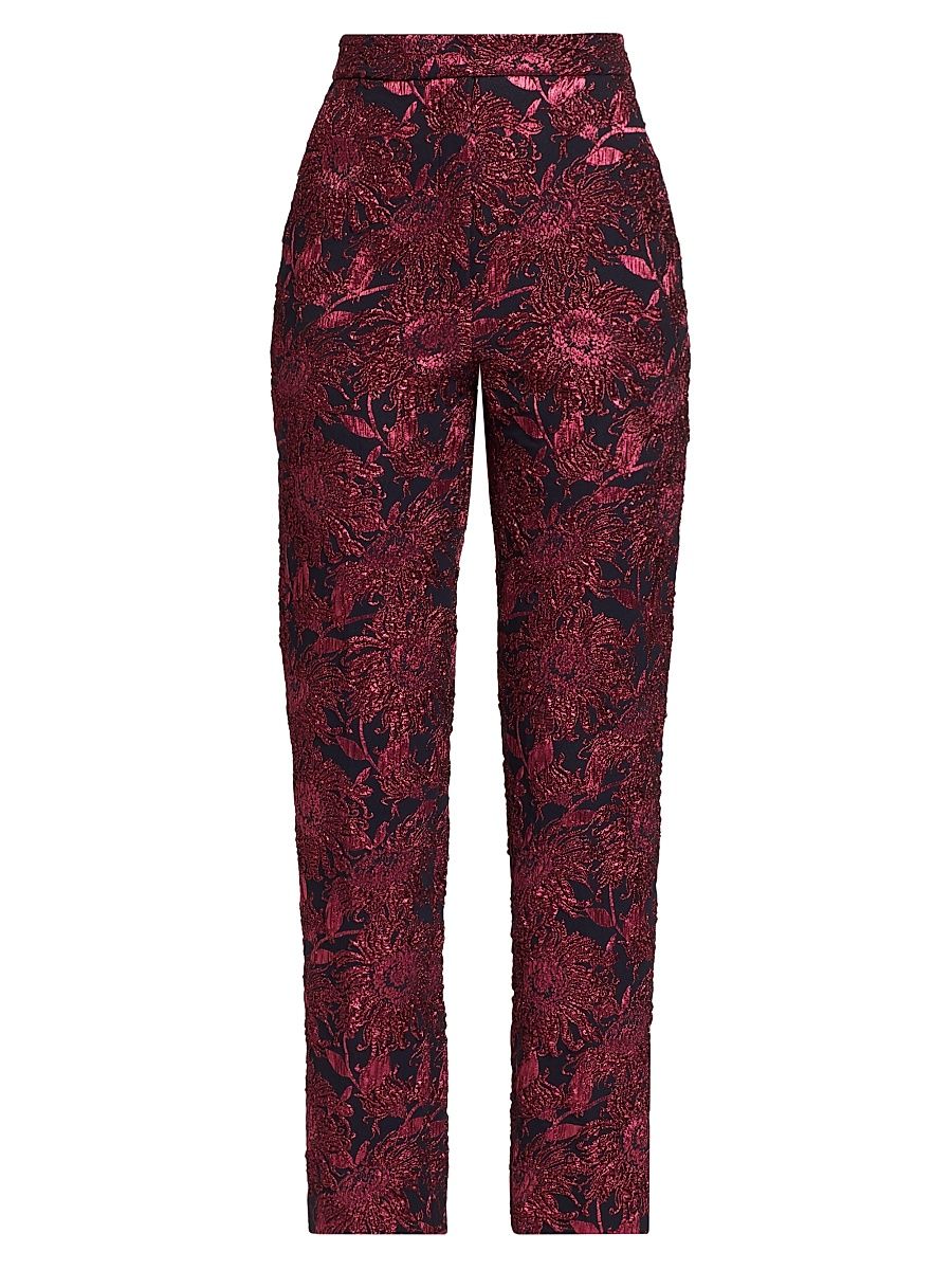 Women's Demi Metallic Jacquard Pants - Navy Pink - Size 10