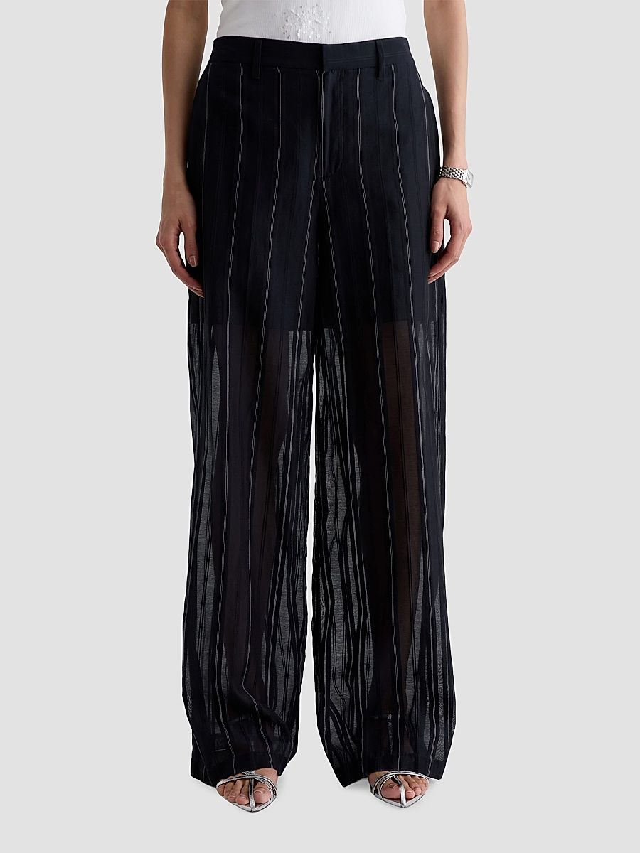 Women's Anna Pinstriped Cotton-Silk Trousers - Day To Night - Size 32