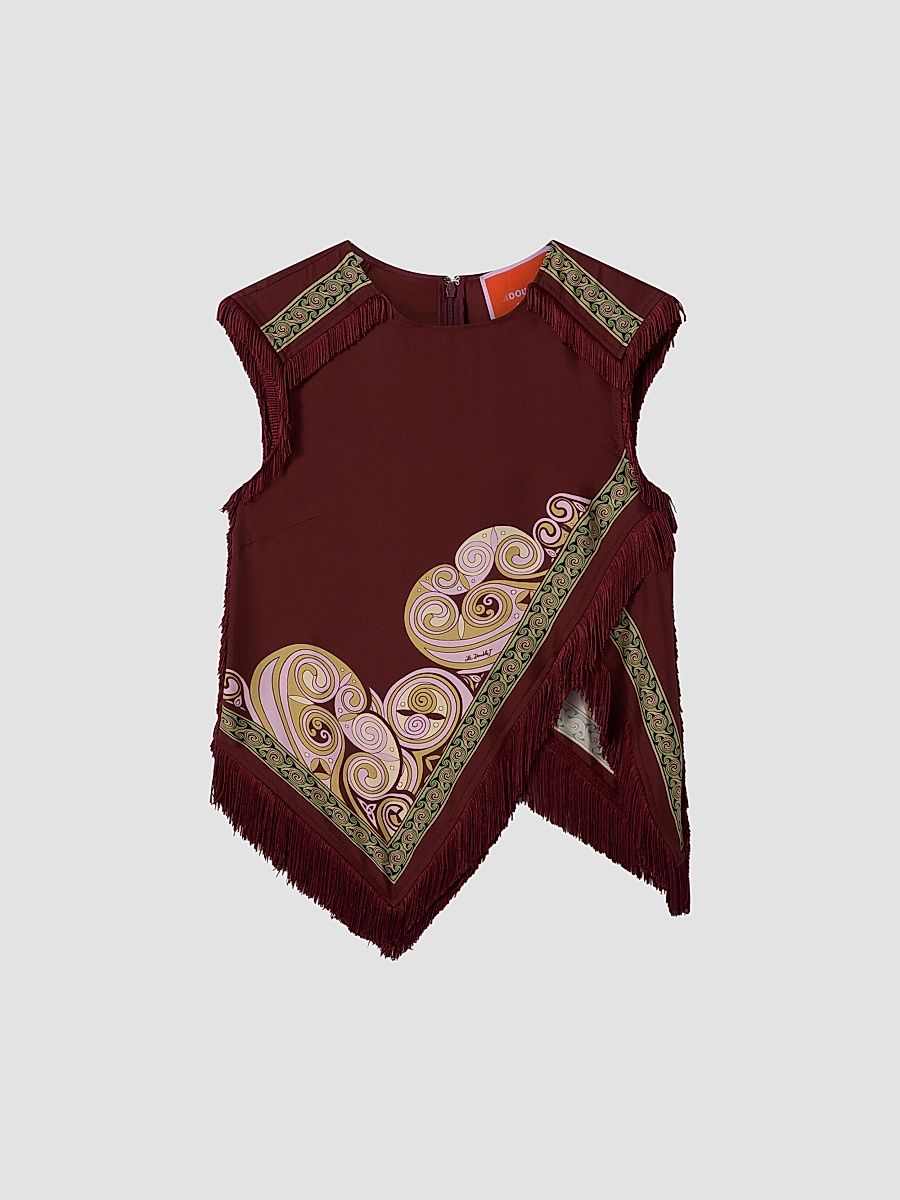 Women's Scarf Top - Kells Swirl Burgundy - Size 12