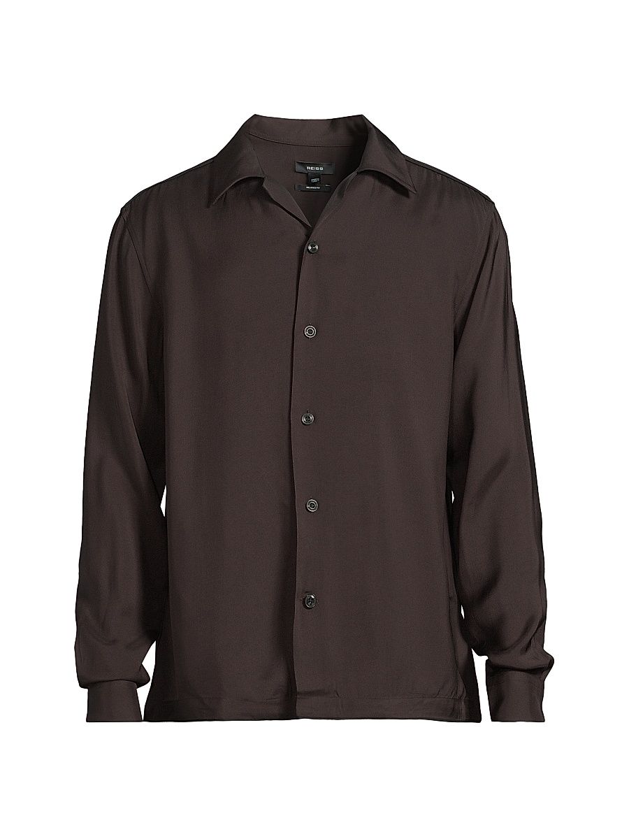 Men's Twill Button-Up Shirt - Chocolate Brown - Size XXL