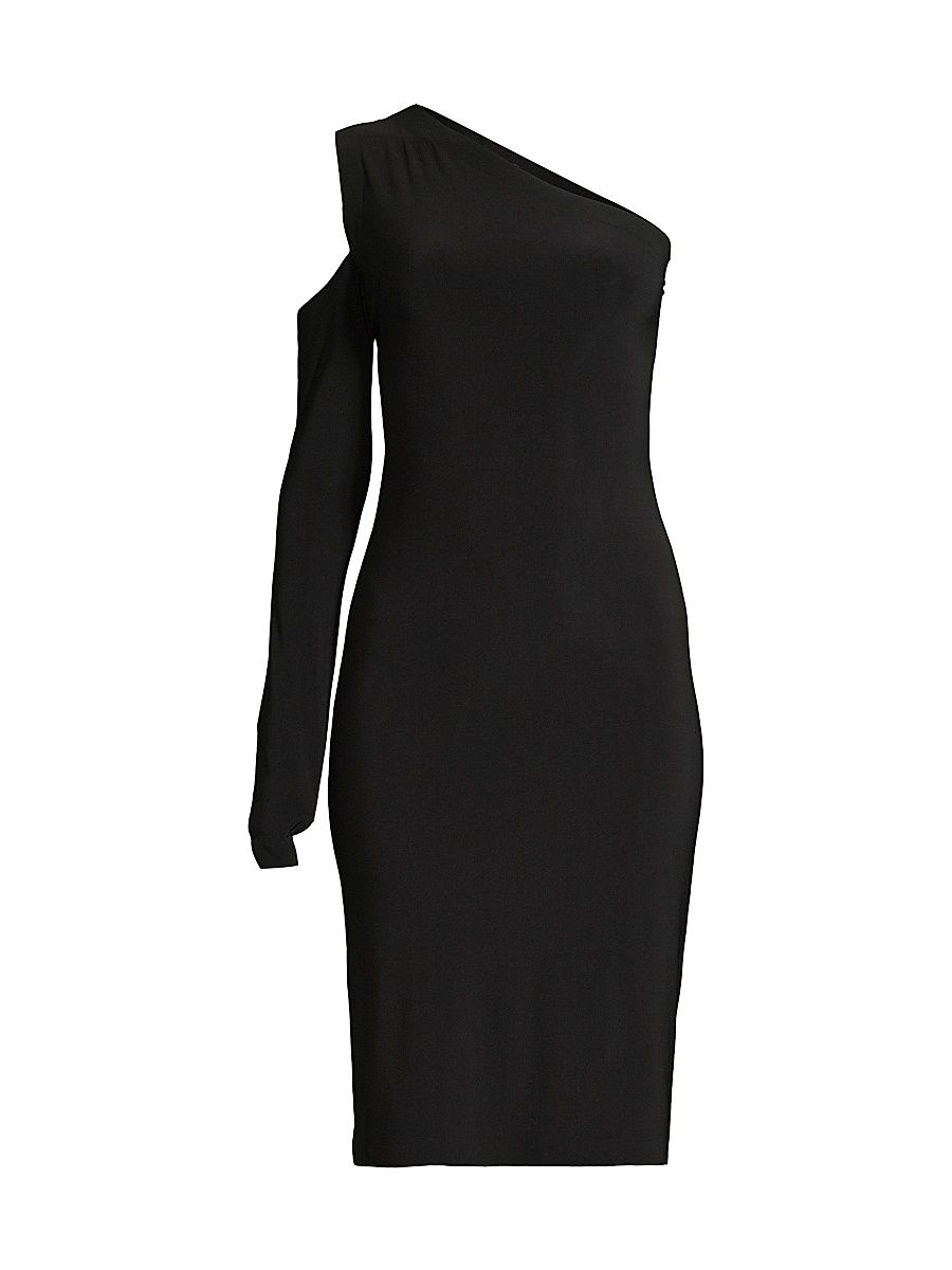 Women's One-Shoulder Cutout Dress - Black - Size XL