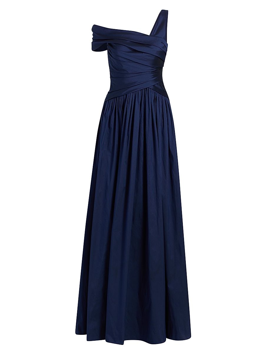 Women's Avery Asymmetric Taffeta Gown - Nautical Navy - Size 16